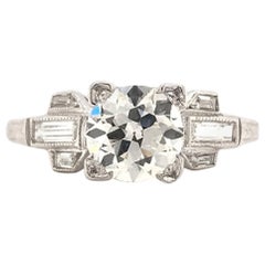 1.0 Carat Art Deco Diamond Platinum Ring