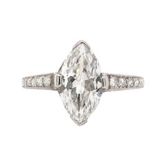 Antique 1.33 Carat Marquise Cut Diamond Engagement Ring