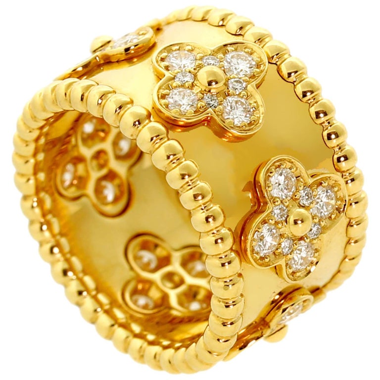 Van Cleef and Arpels Perlee Diamond Gold Ring For Sale at 1stdibs