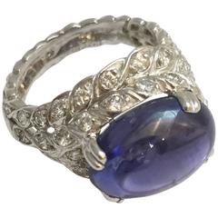1950's Sterlé ring, white gold, sapphire and diamonds.