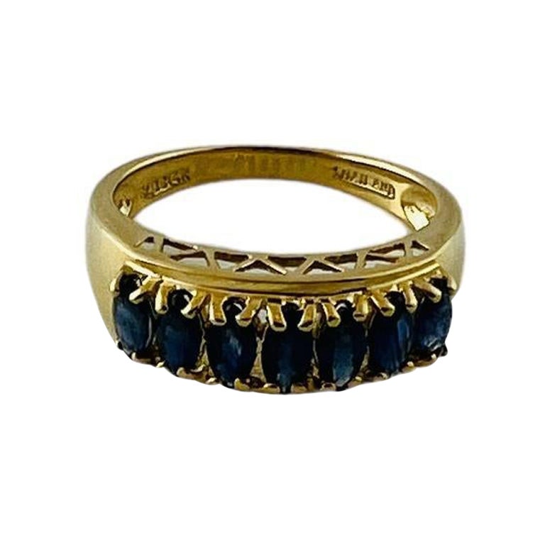 14K Yellow Gold Natural Sapphire Ring Band Size 7.25 #15621 For Sale
