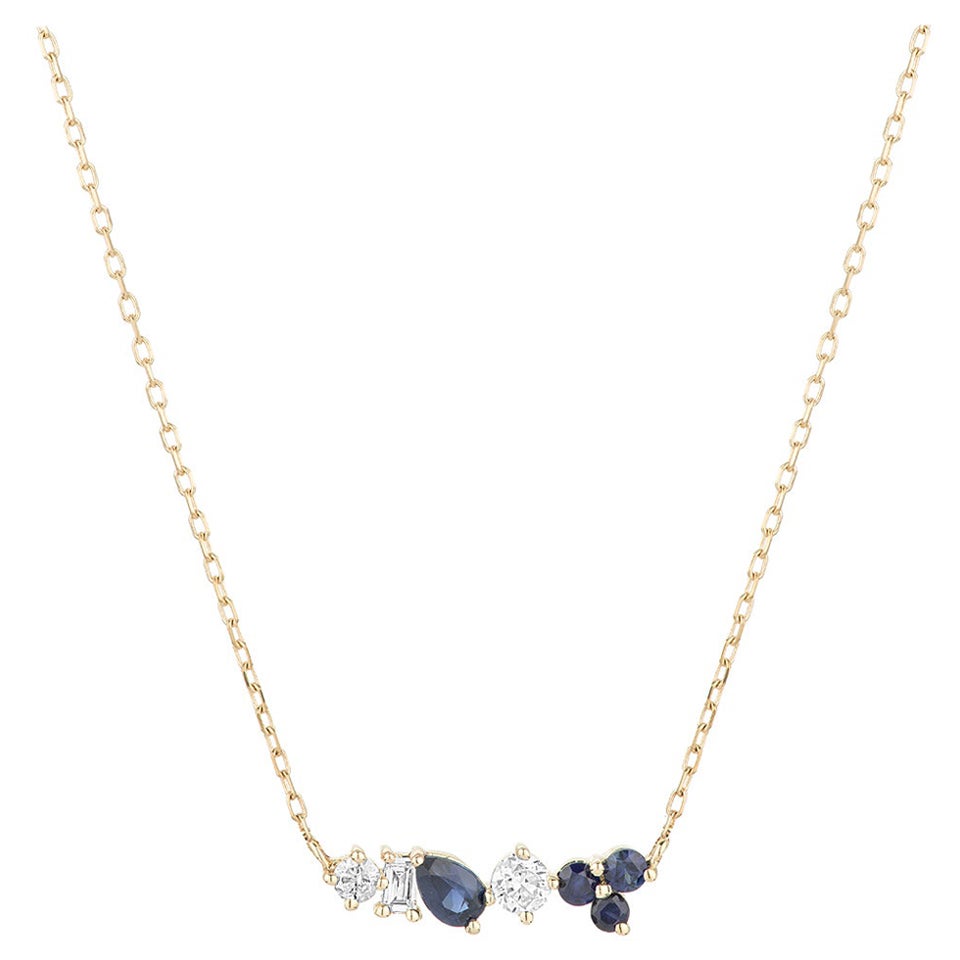 Adina Reyter Diana Sapphire + Diamond Scattered Necklace For Sale