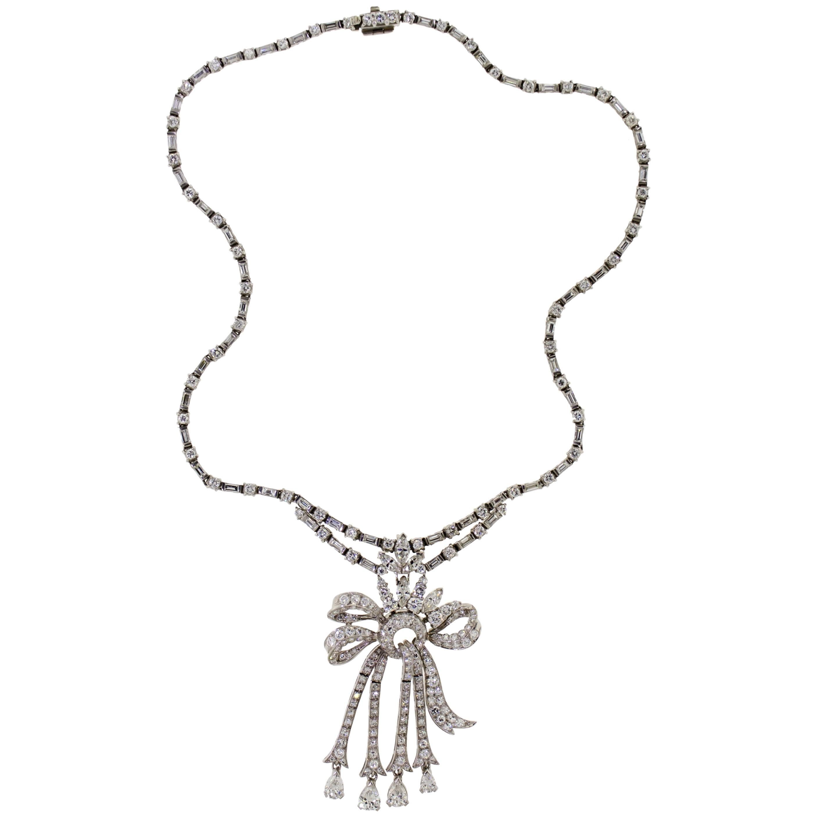 1950's Diamond & Platinum Riviere Necklace  For Sale