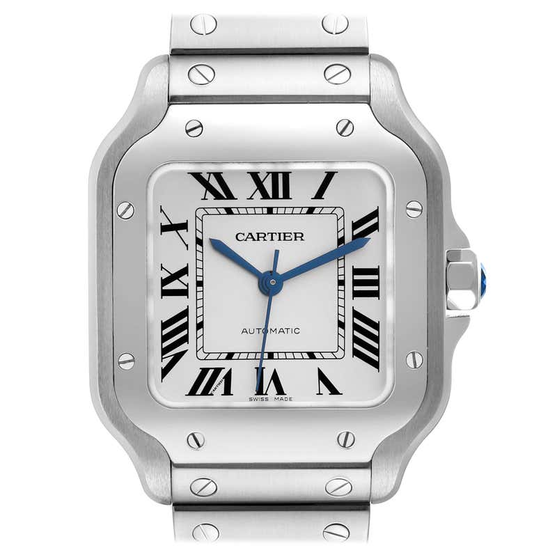 Cartier Santos De Cartier Large Steel Gray Dial Automatic Mens Watch ...