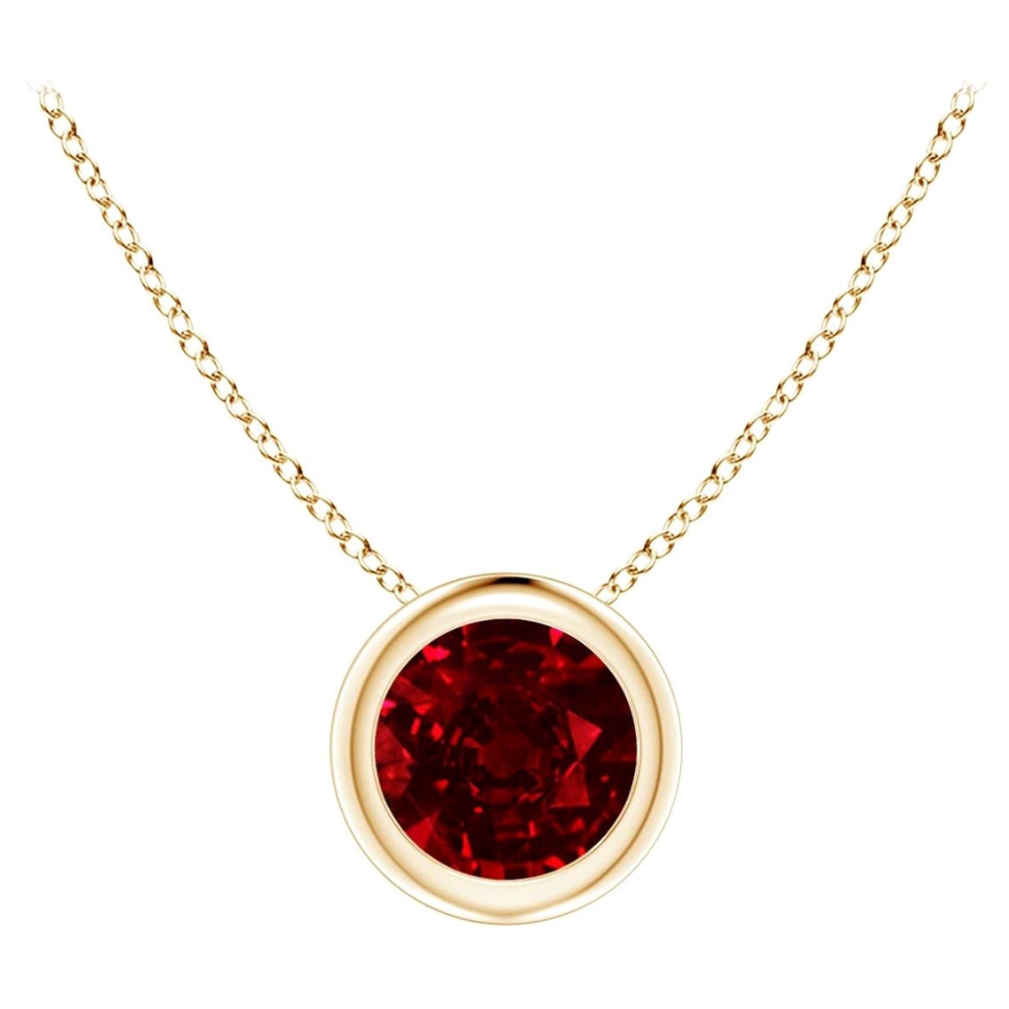Natural Round Ruby Solitaire Pendant in 14K Yellow Gold (Size-5mm)