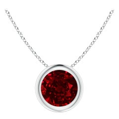 Natural Round Ruby Solitaire Pendant in 14K White Gold (Size-6mm)