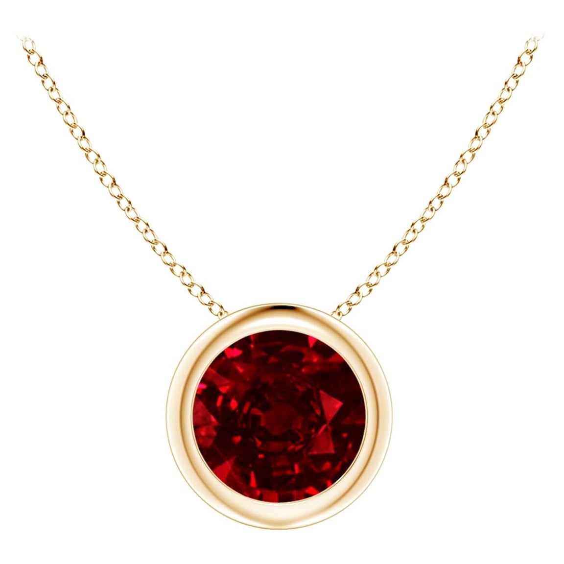 Natural Round Ruby Solitaire Pendant in 14K Yellow Gold (Size-6mm)