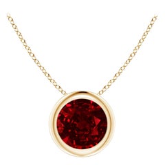 Pendentif solitaire en or jaune 14 carats avec rubis rond naturel (taille 6 mm)