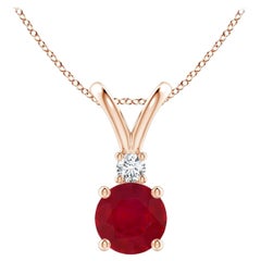 ANGARA Natural Round 1ct Ruby Solitaire Diamond Pendant in 14K Rose Gold