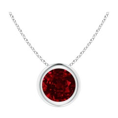 Natural Round Ruby Solitaire Pendant in Platinum (Size-6mm)