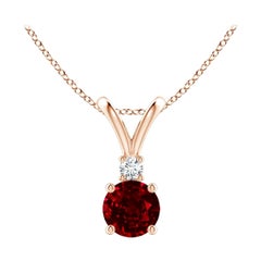 ANGARA Pendentif solitaire en or rose 14 carats avec rubis naturel rond de 0,60 carat