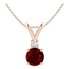 ANGARA Pendentif solitaire en or rose 14 carats avec rubis naturel rond de 1 carat