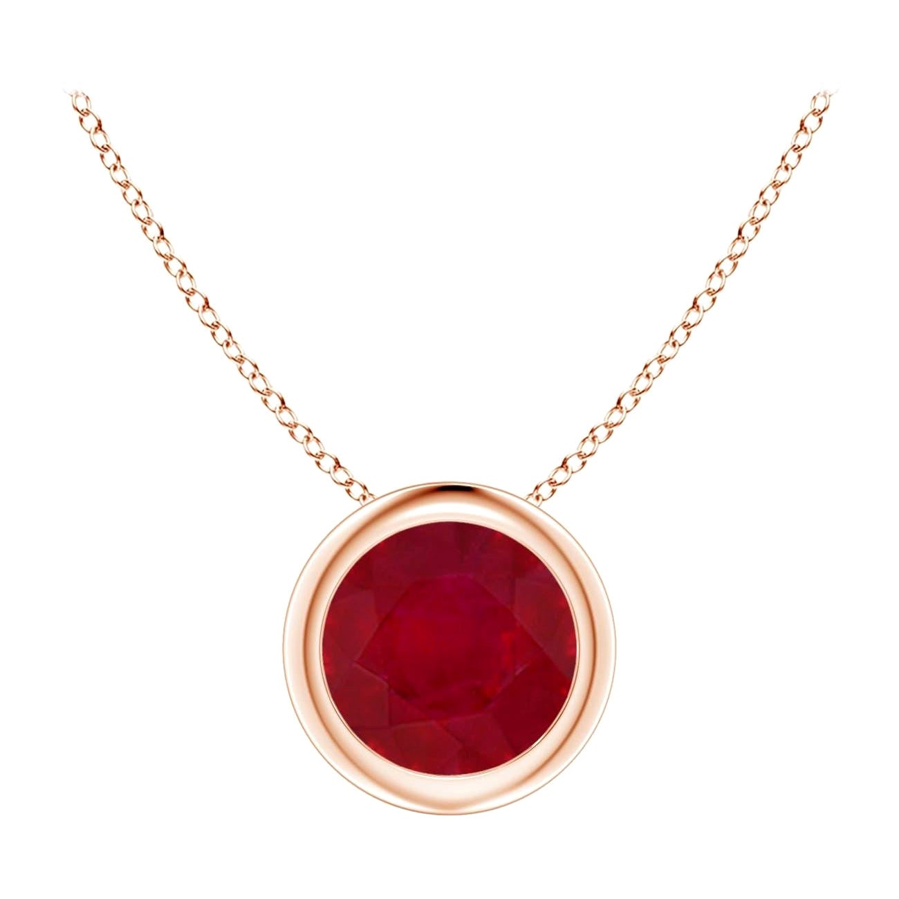 Natural Round Ruby Solitaire Pendant in 14K Rose Gold (Size-6mm)