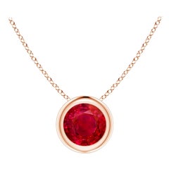 Pendentif solitaire en or rose 14 carats avec rubis rond naturel (taille 5 mm)