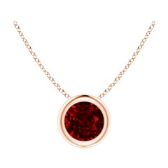 Natural Round Ruby Solitaire Pendant in 14K Rose Gold (Size-5mm)