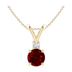 ANGARA Pendentif solitaire en or jaune avec diamants et rubis naturel rond de 1 carat