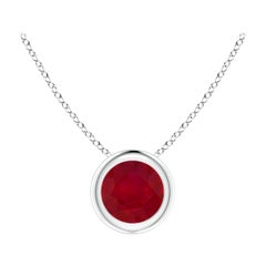 Natural Round Ruby Solitaire Pendant in Platinum (Size-5mm)