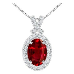 ANGARA Natürlicher Vintage-Stil  1 Karat Rubin-Anhänger mit Diamant-Halo aus Platin