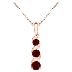 ANGARA Natural Round 0.34ct Ruby Three Stone Journey Pendant in 14K Rose Gold