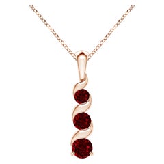 ANGARA Natürlicher runder 0,34 Karat Rubin Dreistein-Reise-Anhänger aus 14K Roségold