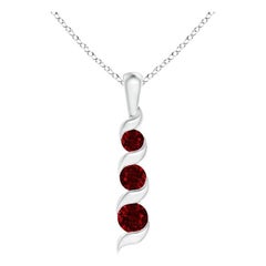 ANGARA Natural Round 0.34ct Ruby Three Stone Journey Pendant in 14K White Gold