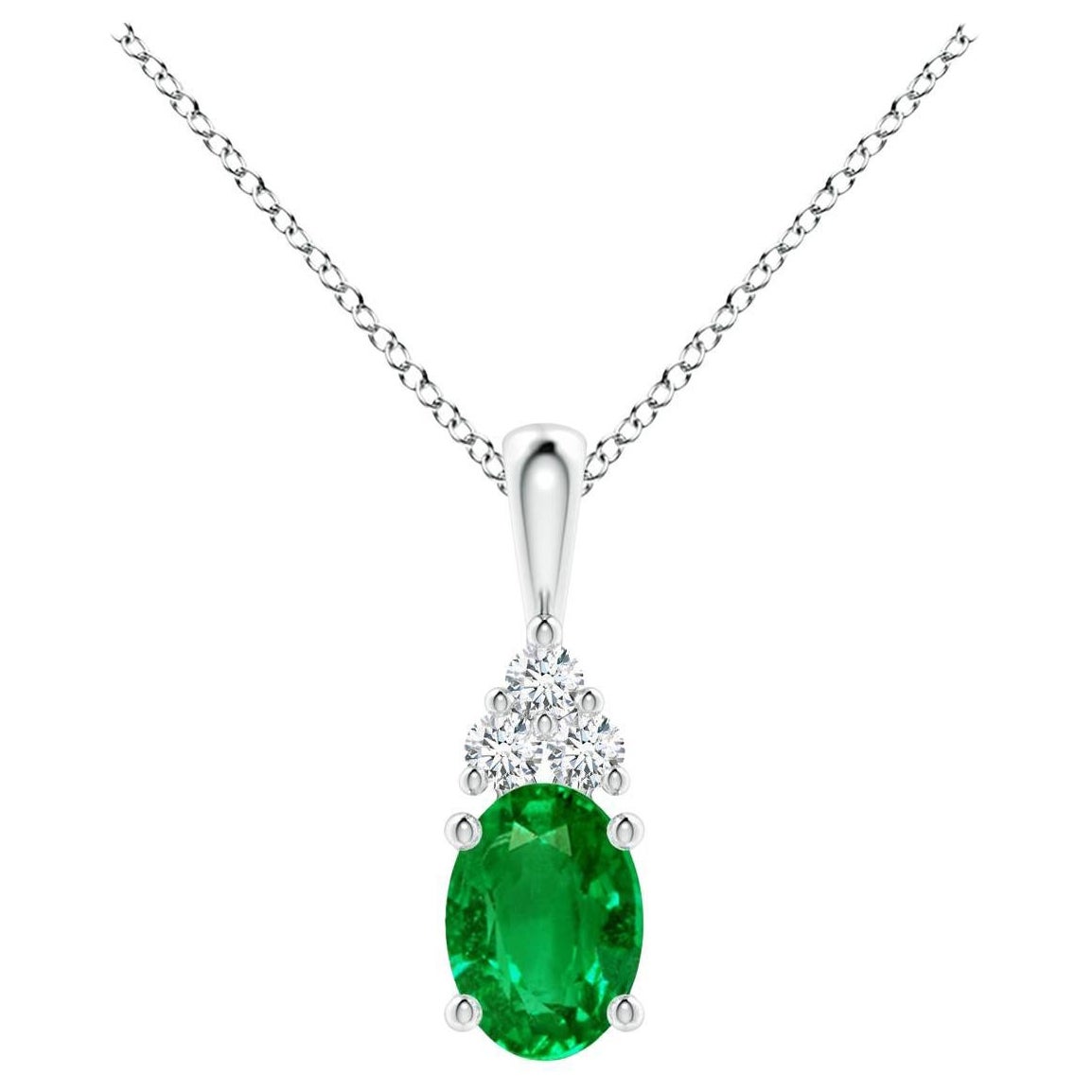 Natürlicher Smaragd Solitär Anhänger mit Diamant in Platin Größe-7x5mm