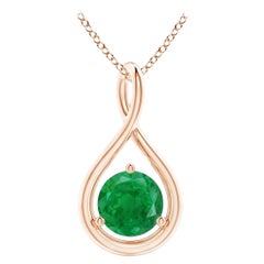 Pendentif Infinity en or rose 14 carats avec émeraudes rondes solitaires de 5 mm