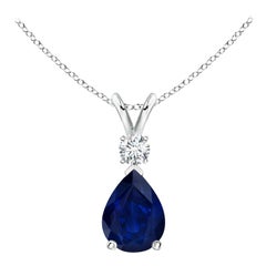 ANGARA Natural 1.15ct Blue Sapphire Teardrop Pendant with Diamond in Platinum