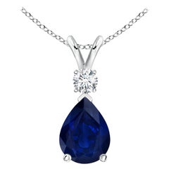 ANGARA Ciondolo a goccia con zaffiro blu naturale da 1,15 ct e diamante in platino