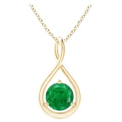 Pendentif Infinity en or jaune 14 carats avec émeraudes rondes solitaires de 5 mm