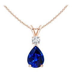 ANGARA Pendentif goutte d'eau en or rose avec saphir bleu naturel 1.15 carat et diamants