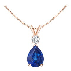 ANGARA Pendentif goutte d'eau en or rose avec saphir bleu naturel 1.15 carat et diamants