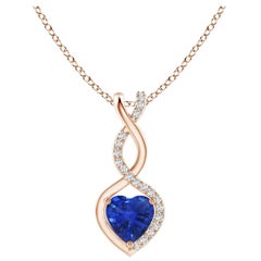 Natural Sapphire Infinity Heart Pendant with Diamonds in Rose Gold 5mm