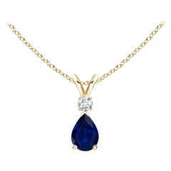 ANGARA Natürlicher 0,40 Karat Blauer Saphir-Tropfen-Anhänger mit Diamant in Gelbgold