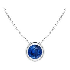 ANGARA Natural Round Blue Sapphire Solitaire Pendant in Platinum for Women