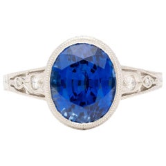 AGL Blue Sapphire 4.29 Ct. Diamond Platinum Ring