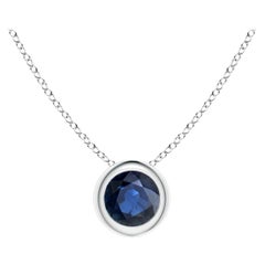ANGARA Natural Round Blue Sapphire Solitaire Pendant in 14K White Gold for Women