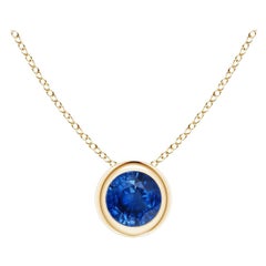 ANGARA Natural Round Blue Sapphire Solitaire Pendant in 14K Yellow Gold