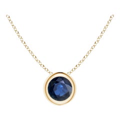 ANGARA Natural Round Blue Sapphire Solitaire Pendant in 14K Yellow Gold