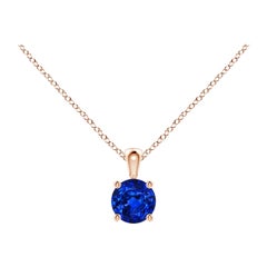 Ciondolo solitario con zaffiro blu rotondo Nature in oro rosa 14K Misura 4 mm