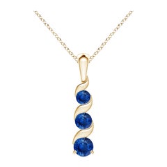 ANGARA Natural Round 0.33ct Blue Sapphire Three Stone Pendant in 14K Yellow Gold