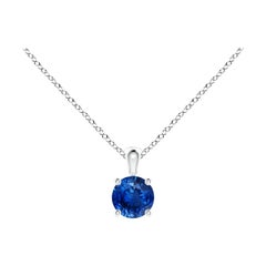 Ciondolo solitario con zaffiro blu rotondo Nature in platino (misura 4 mm)