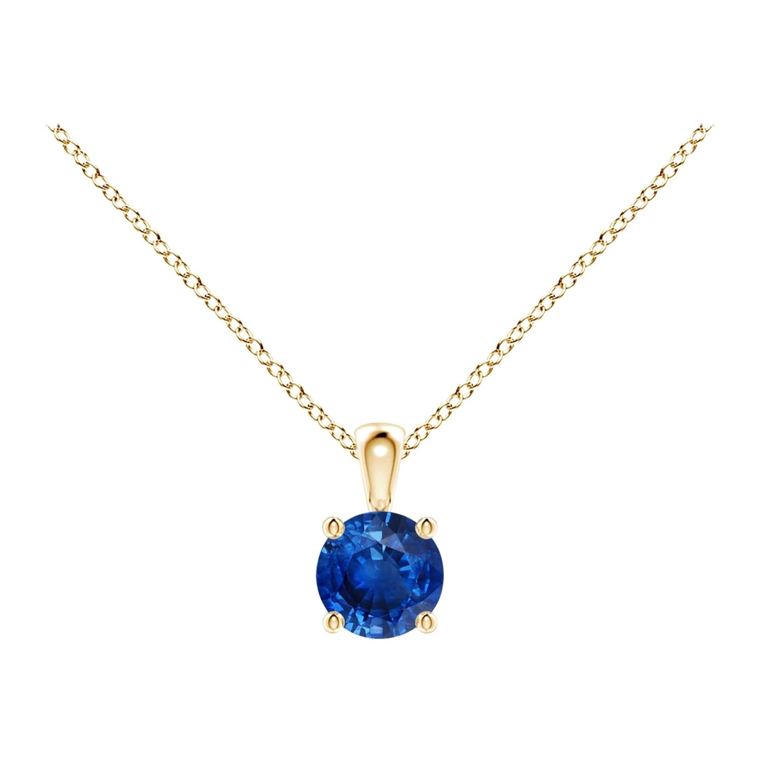 ANGARA Natural Round 0.33ct Blue Sapphire Solitaire Pendant in 14K Yellow Gold For Sale