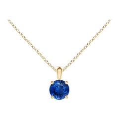 ANGARA Natural Round 0.33ct Blue Sapphire Solitaire Pendant in 14K Yellow Gold
