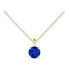 ANGARA Pendentif solitaire en or jaune 14 carats avec saphir bleu rond naturel de 0,33 carat