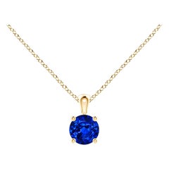 ANGARA Natural Round 0.33ct Blue Sapphire Solitaire Pendant in 14K Yellow Gold