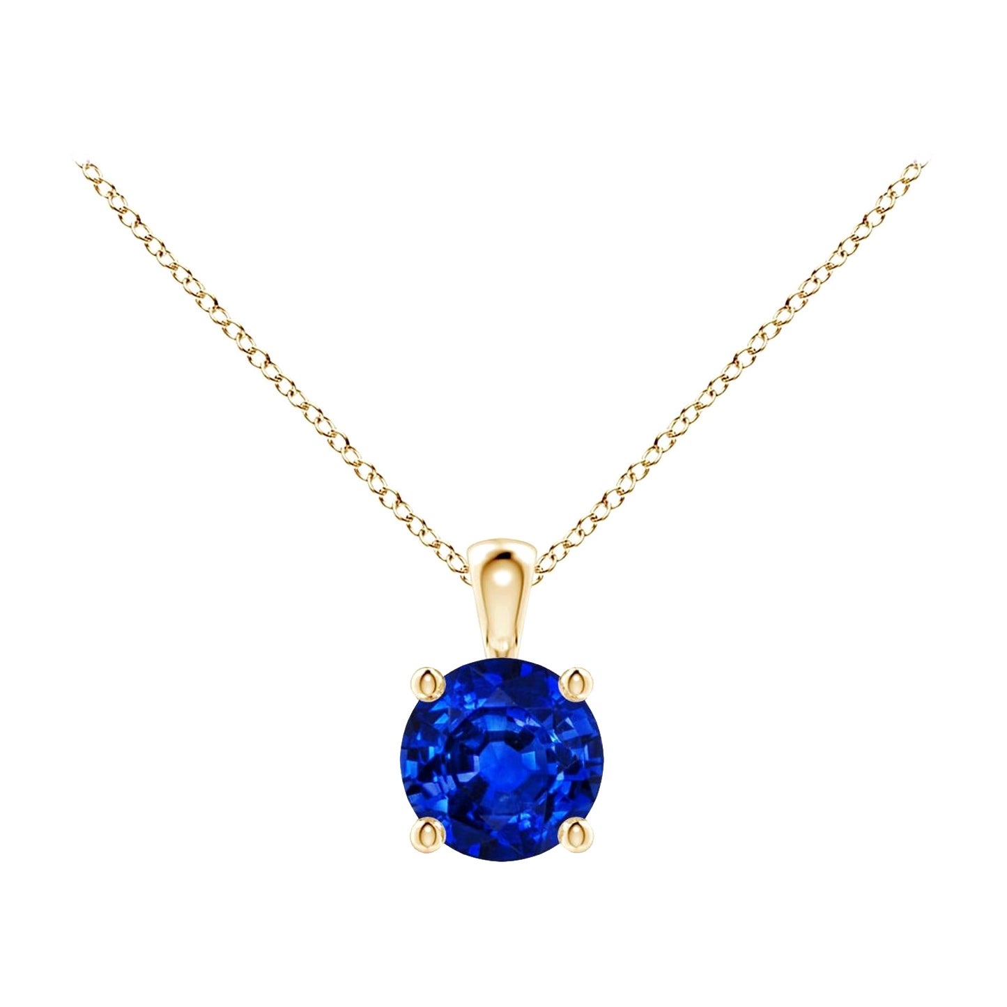 ANGARA Natural Round 0.60ct Blue Sapphire Solitaire Pendant in 14K Yellow Gold