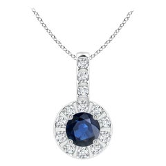 ANGARA Pendentif en platine avec saphir bleu naturel de 0.33 carat et halo de diamants