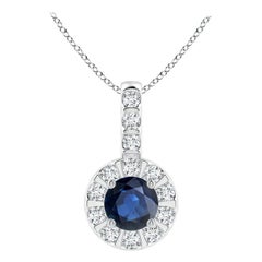 ANGARA Natural 0.33ct Blue Sapphire Pendant with Diamond Halo in Platinum