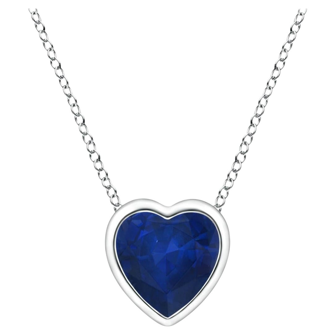 ANGARA Natural Solitaire Heart 0.30ct Blue Sapphire Pendant in Platinum